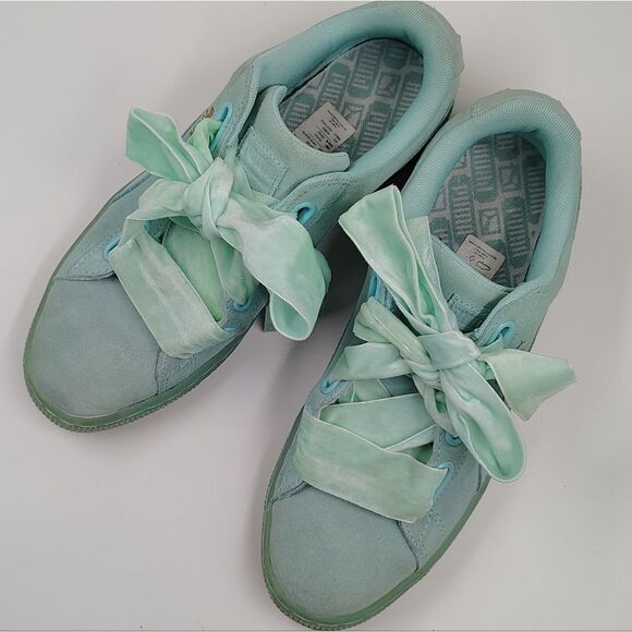 Puma Heart Reset Suede Velvet Bow Sneakers Shoes Sz 10 - Picture 7 of 16